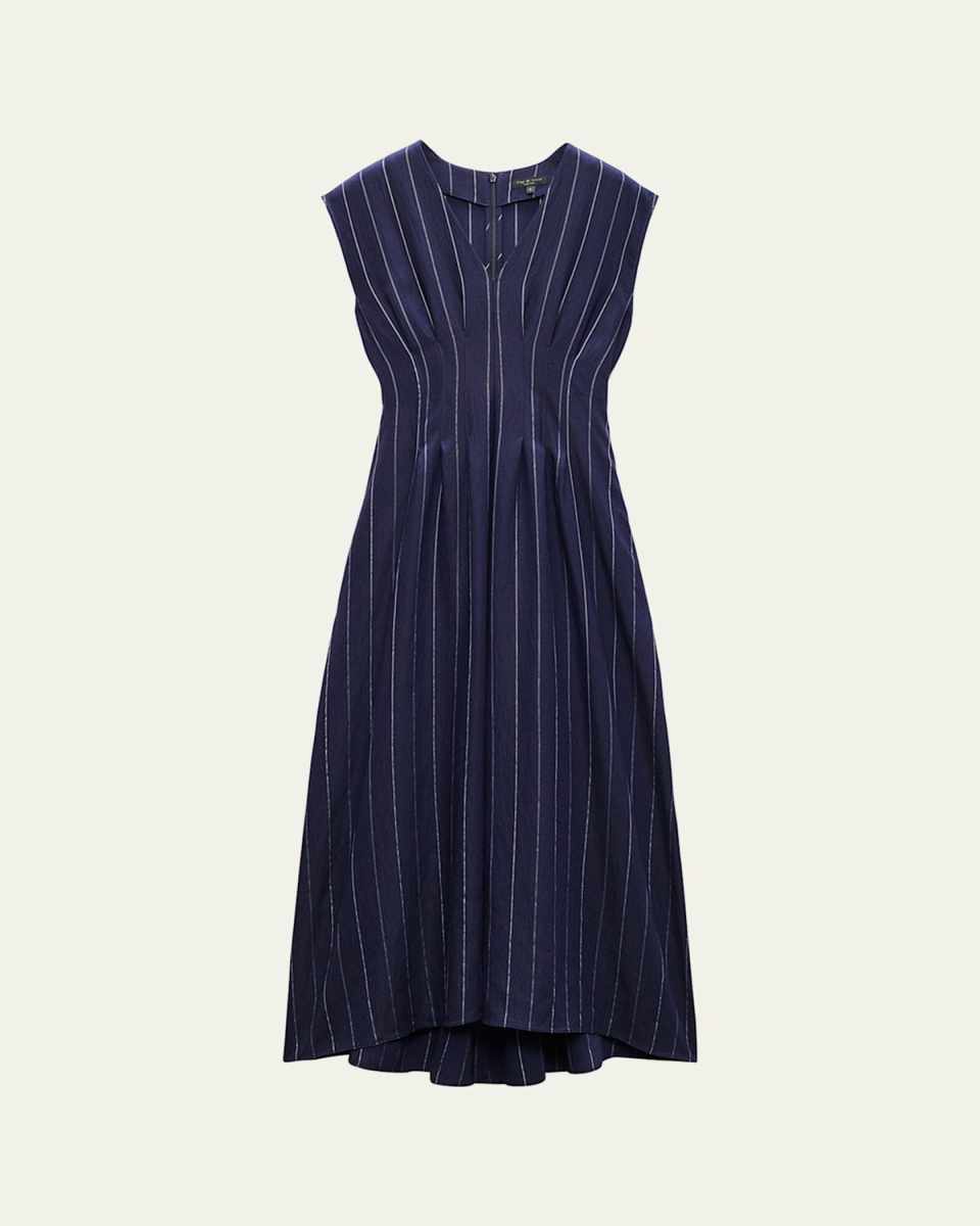 Ines Pinstripe A-Line Maxi Dress